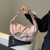 Spring new ultra-light fashion pleated messenger bag student cloth bag shoulder bag pull belt sewing line pleated bag