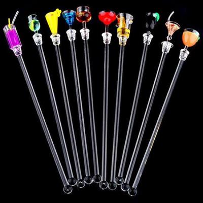Cocktail Swizzle Stirrer Sticks 23CM Bar Party Acrylic Cocktail Mixing Stirrer Sticks for Cocktail Fruit Juice Drink Pack of 10
