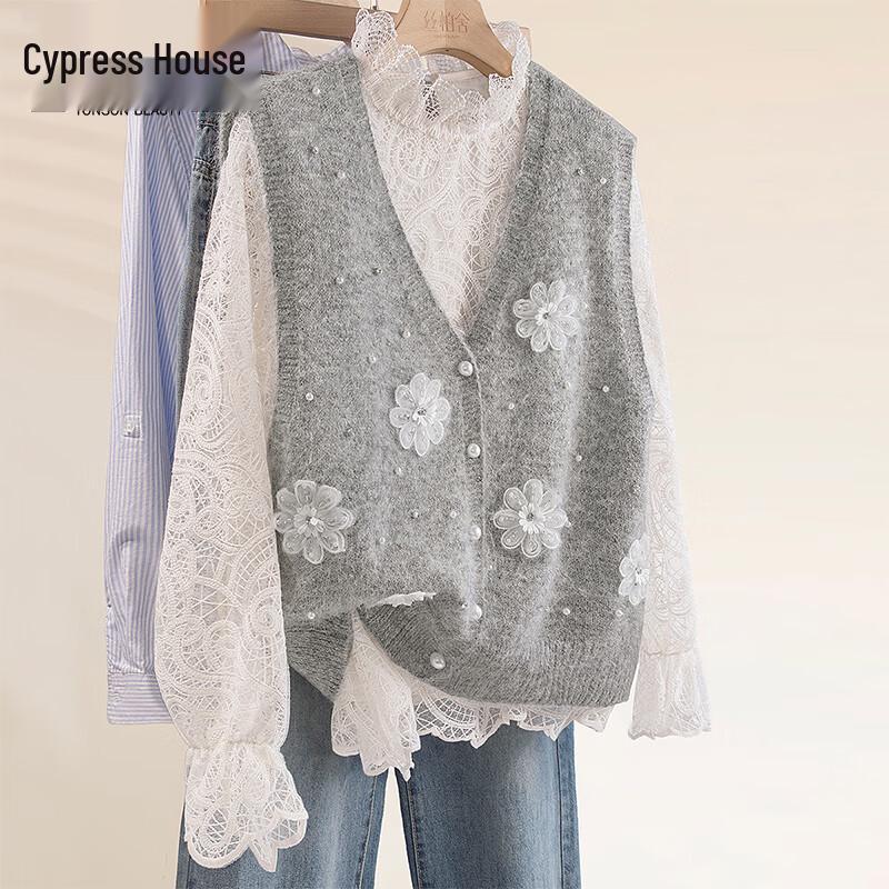 

Женский вязаный жилет Sybilla с V-образным вырезом и бисером One Size