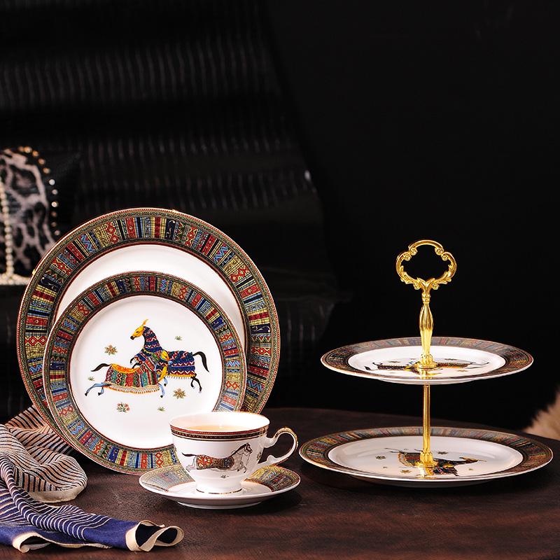 European Style Double Layer Dessert and Fruit Plate for Afternoon Tea