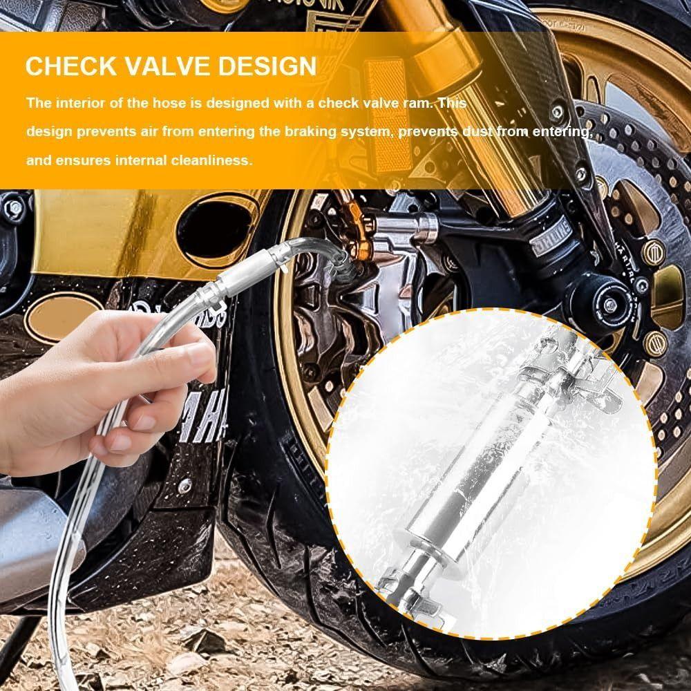 2Pack One Way Check Valve Motorcycle Brake Bleeder Hose Kit Motorcycle Maintenance