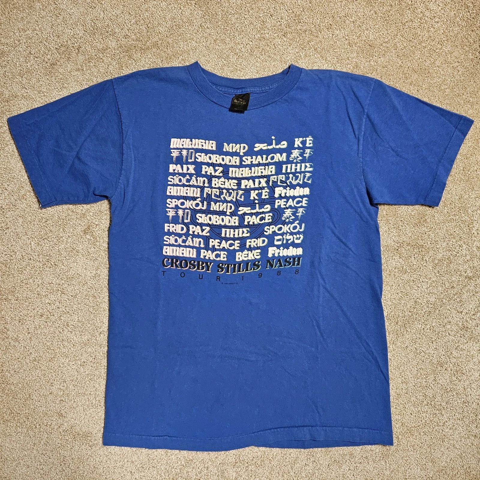 

Vintage 1988 Crosby Stills & Nash Tour Peace T-shirt Mens M Band Grunge Rock 80s 2XL