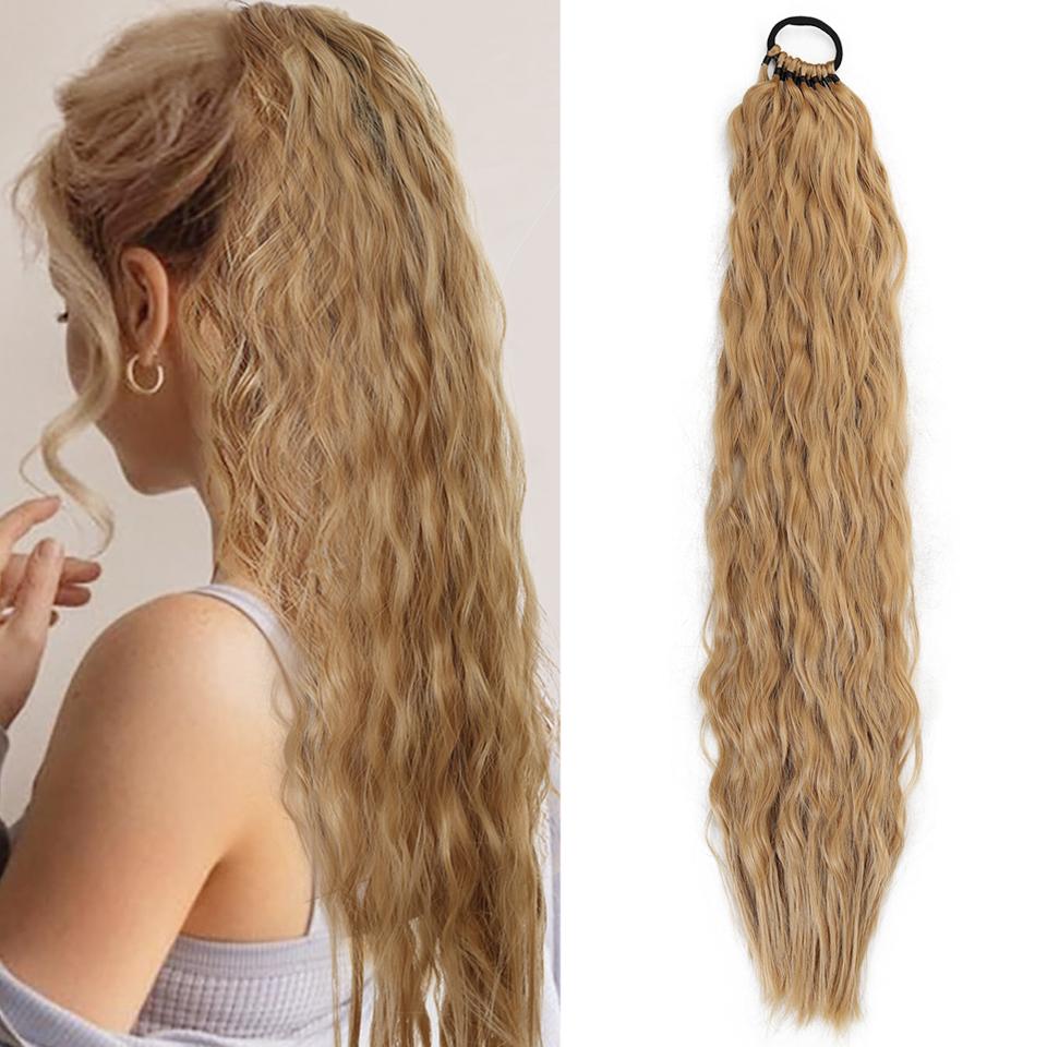 

Кучерявий довгий хвіст «Водна хвиля» Синтетичний парик на гумці Кучерявий хвіст-парик Підходить для щоденного носіння, вечірок, танців 60CM