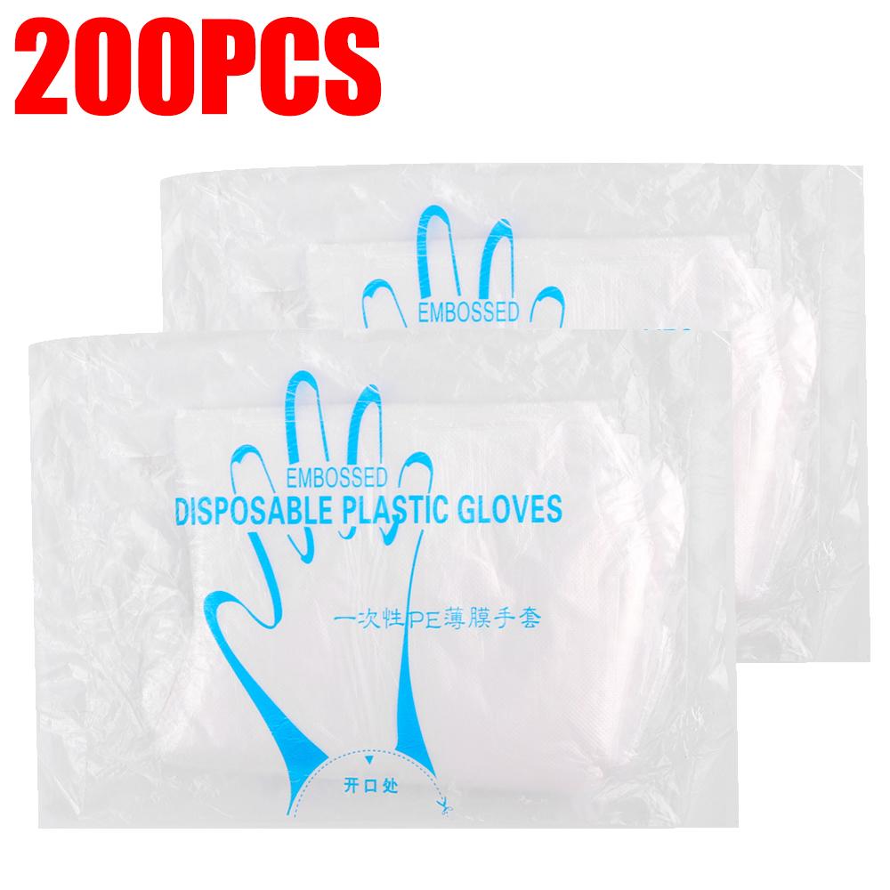 200/100Pcs Disposable Gloves Clear Anti-Slip Design Food Catering Baking Beauty and Hairdressing Transparent Gloves Wholesale