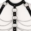 Catena body harness in pelle nera per donne e ragazze Catena per il corpo sexy Gioielli per feste Punk Accessori Festival Rave Gotici