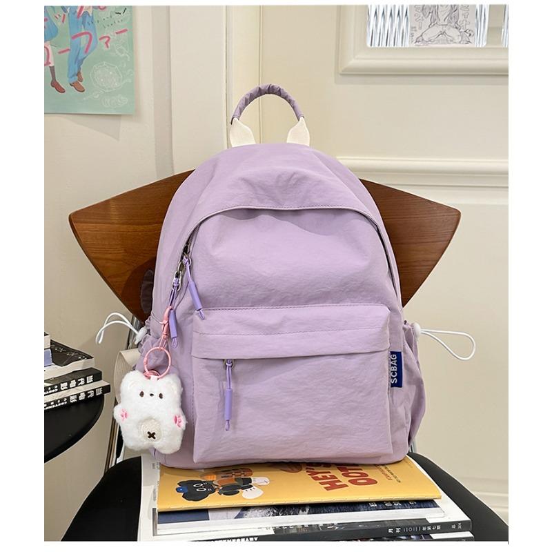 Japanese Soft Girl Bag Female Korean Version of Solid Color Joker Girl Backpack Junior High School Students High School Students Backpack.