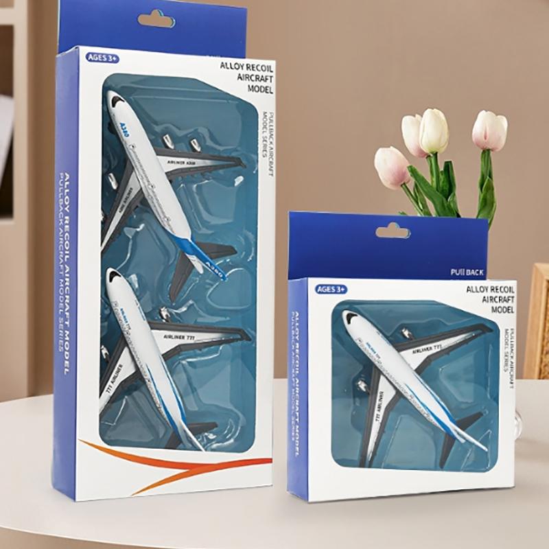 1/2Pcs Inertia Airplane Airliner Toys Children Simulation Alloy Pull Back Airplane Toy Model Boys Gift Desktop Ornament