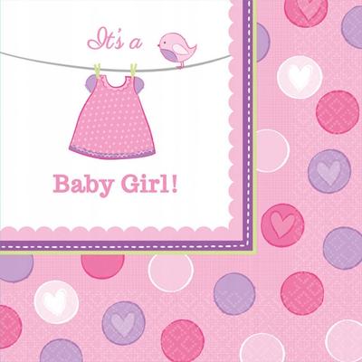 Serwetki Na Baby Shower Girl, 33X33 Cm, 16 Szt.