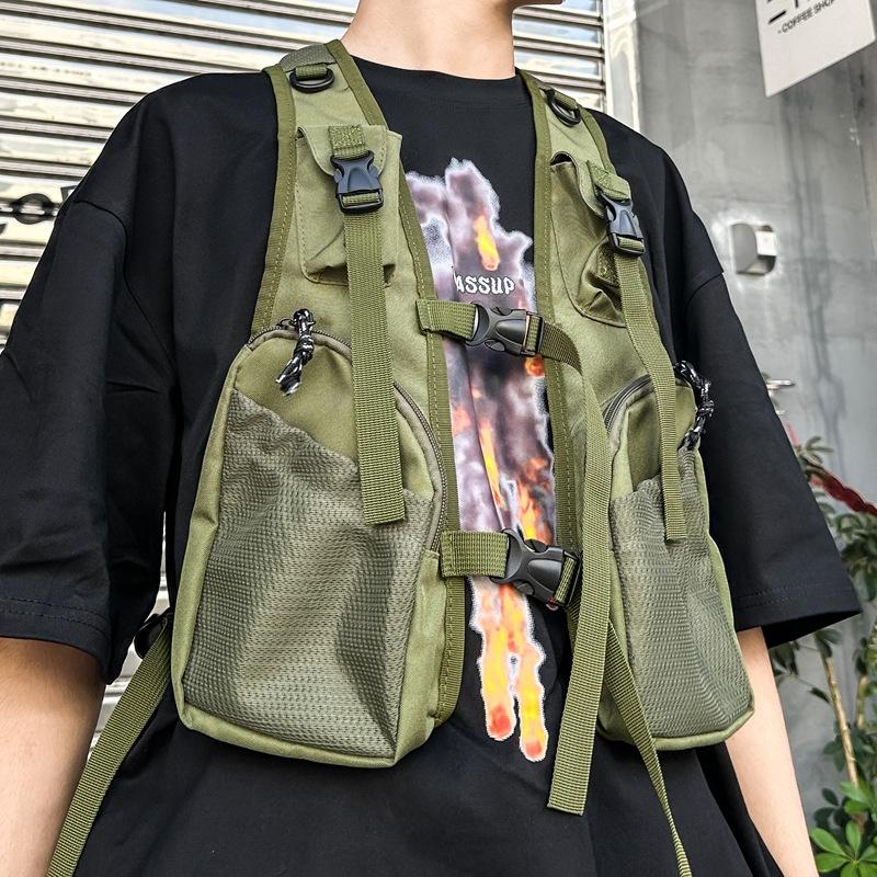 Taktyczna kamizelka cargo Hip Hop z wieloma kieszeniami dla mężczyzn i kobiet, sportowa na zewnątrz, regulowana, punkowa, techwear, bez rękawów, kamizelka