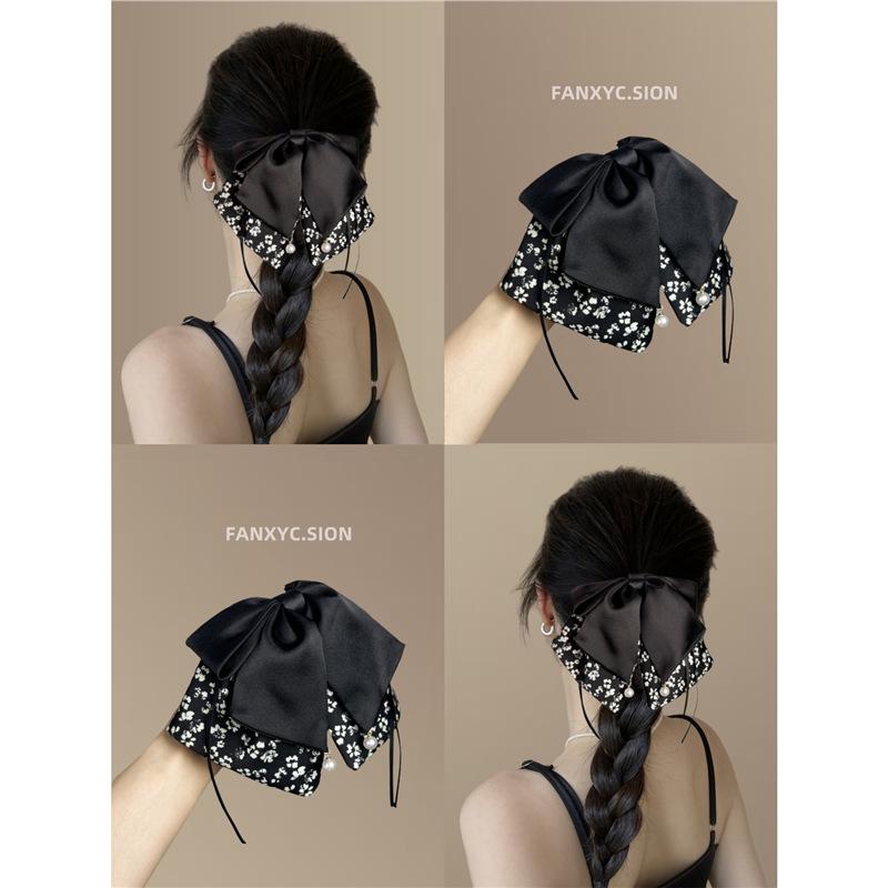 Retro Chinese Ribbon Bow Hairpin: Elegant Half-Tie Headdress Accessory