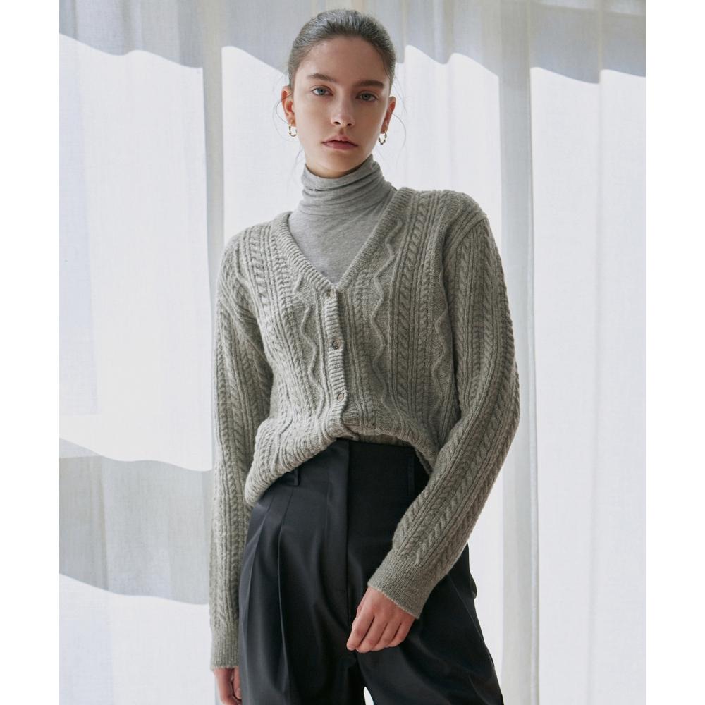 

NICKNICOLE Fisherman V Knit CardiganGray