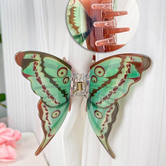 Women Hair Claw Colorful Imitation Butterflies Design Hair Clip Non-Slip Secure Grip Back Head Hair Clip Hair Accessories