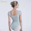 Womens Ballet Leotard With Lace Jacquard High-Waist Fit Backless Dancewear Adult Practice Fall Winter