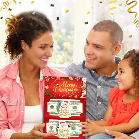 Christmas Cash Gift Envelopes 6 Slots Surprise Christmas Money Envelope for Cash DIY Holiday Money Gifts Card Holder Stocking Stuffers