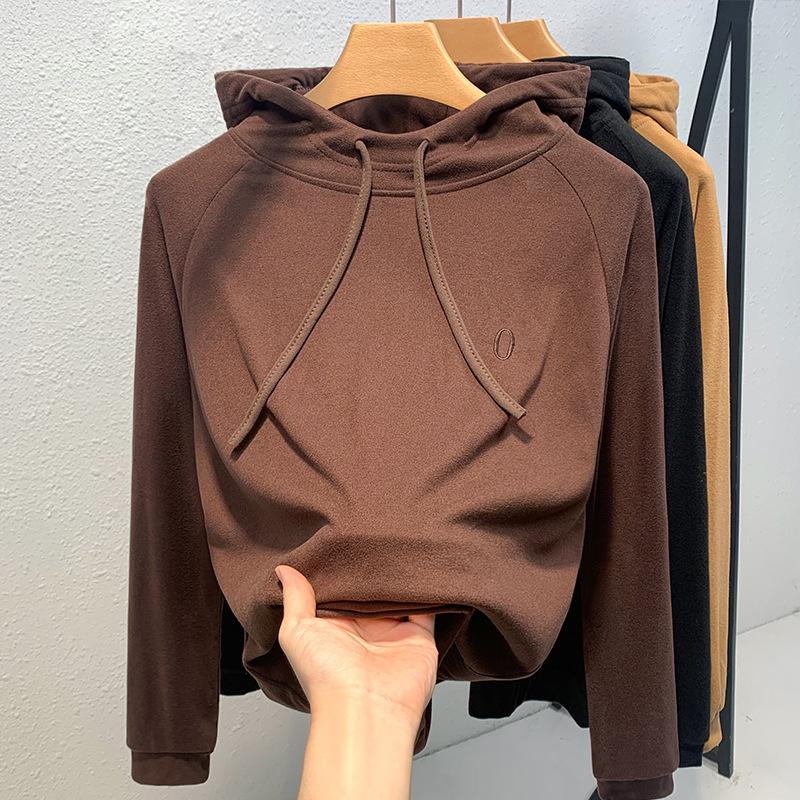Thickened Hooded Sweater Women's Long-sleeved Autumn and Winter New Korean Version Loose Belly Top