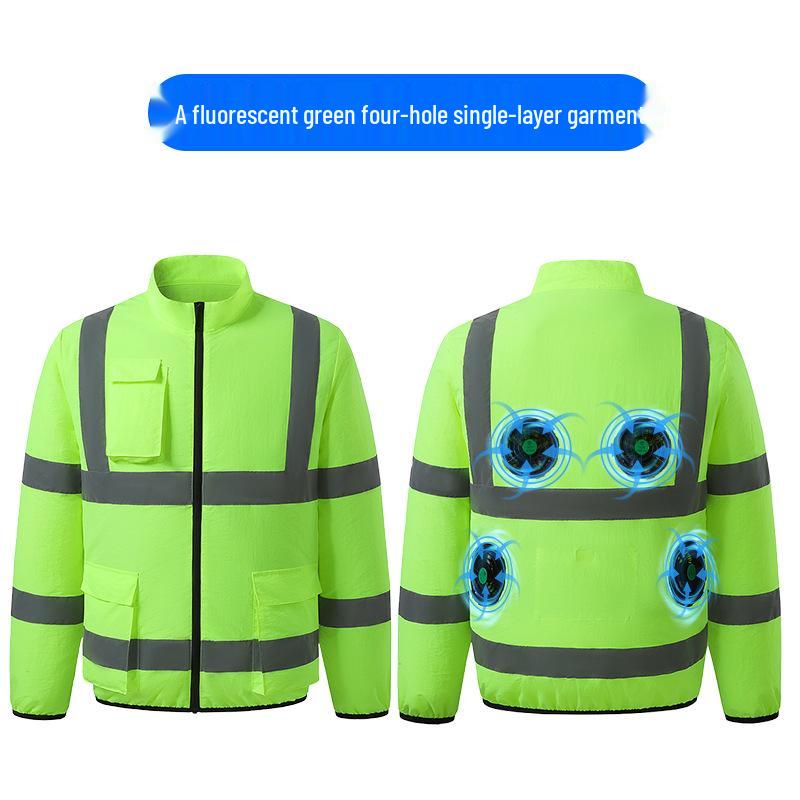 Men's Summer Cooling Vest with Fan and Reflective Strips for Construction Sites