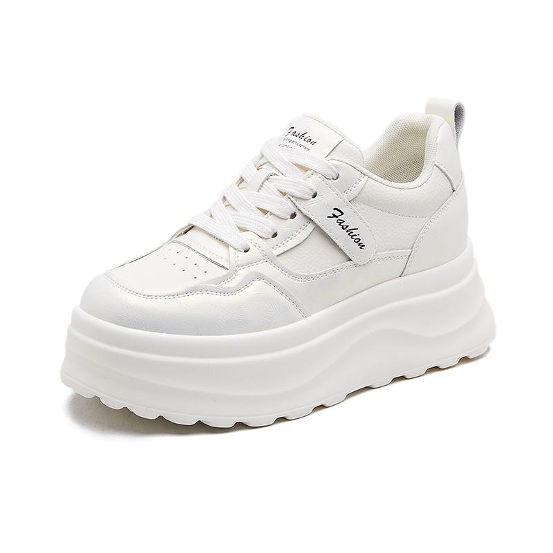 Fashion 7CM Flat Platform Women Shoes 2025 Spring/autumn Fashion Korean Style White Skateboarding Sneakers Leisure Shoes Woman