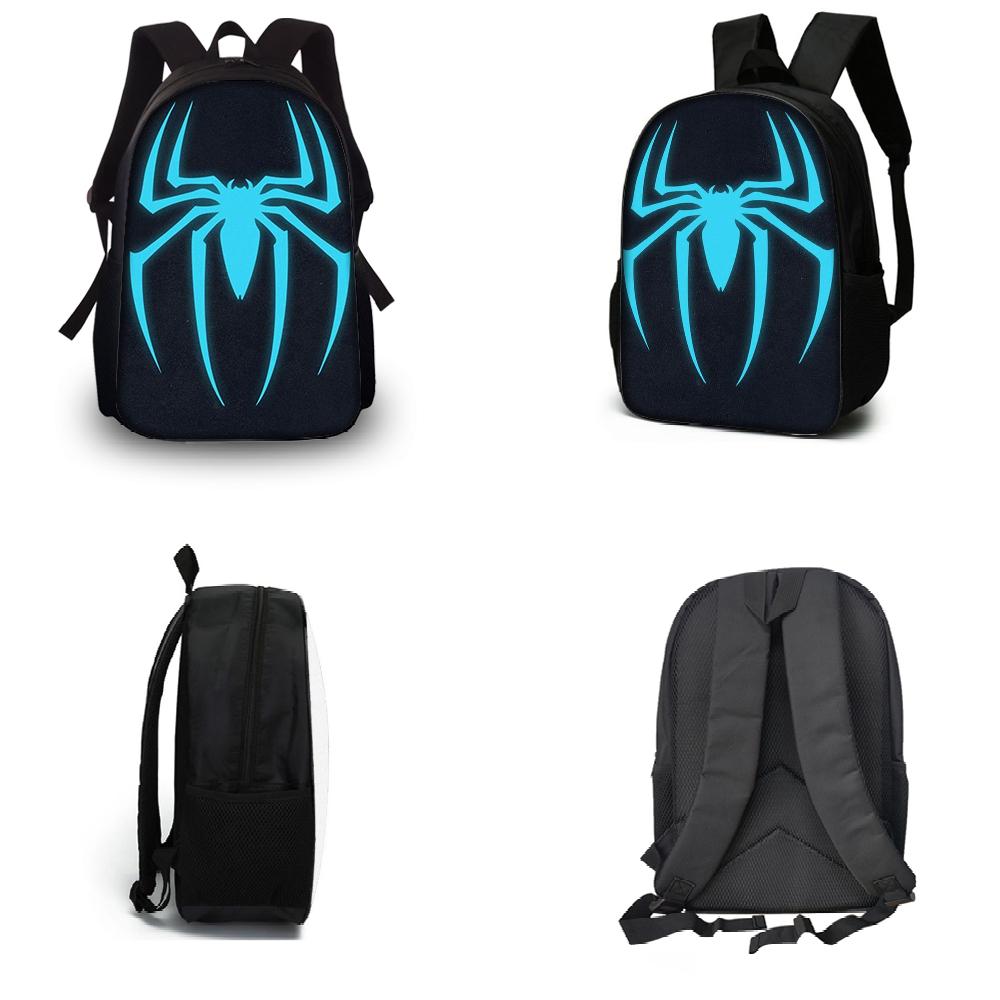 3PCS Blue Spider Print Backpack Set | Roomy Casual Backpack with Matching Clutch & Tote Bag, Ideal for School, Travel, Daily Use
