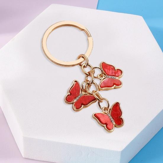 Key Chain Butterfly Charms Tassel Stainless Exquisite Shoulder Bag Schoolbag Decoration Hanging Pendant Smooth Car Key Keyring Purse Bag Accessories
