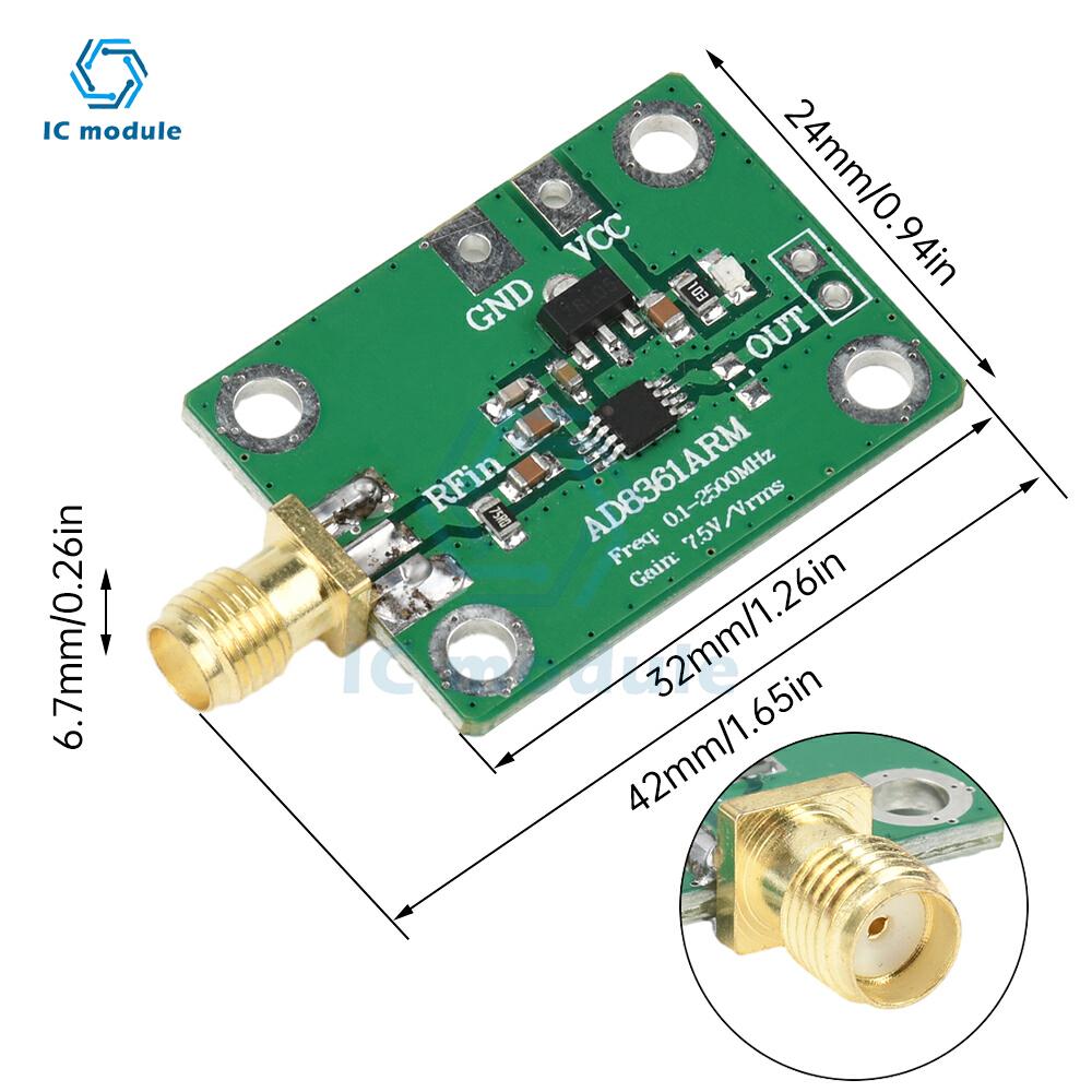 AD8361 DC 2,7-5,5 V HF-Leistungsmesser True RMS-Erkennungsmodul AM-Detektor Amplitudendetektor 0,1-2,5 GHz
