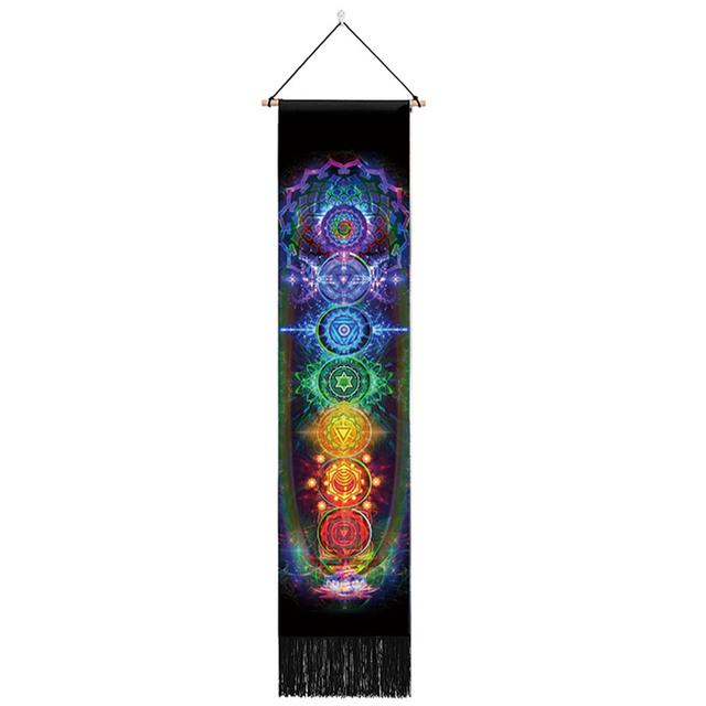 Seven Chakra Tapestry Vertical Wall Hanging Tree of Life Tapestry Tassel Yoga Meditation Tapestry for Bedroom Living Decoration