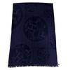 Pristine Stall New Libris Large Shawl with Fringe Navy Cashmere Women Used