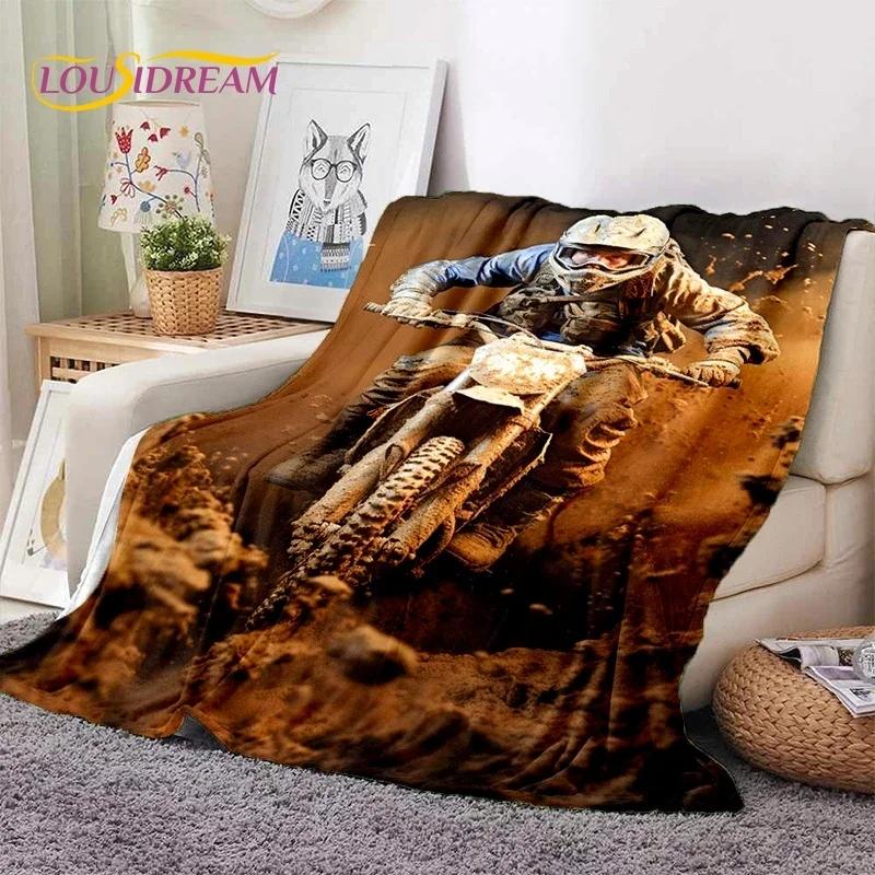 Motocross Modern retro Motorcycle Soft Flannel Blanket for Bed Bedroom Sofa Picnic,Throw Blanket for Cover Outdoors Leisure Gift