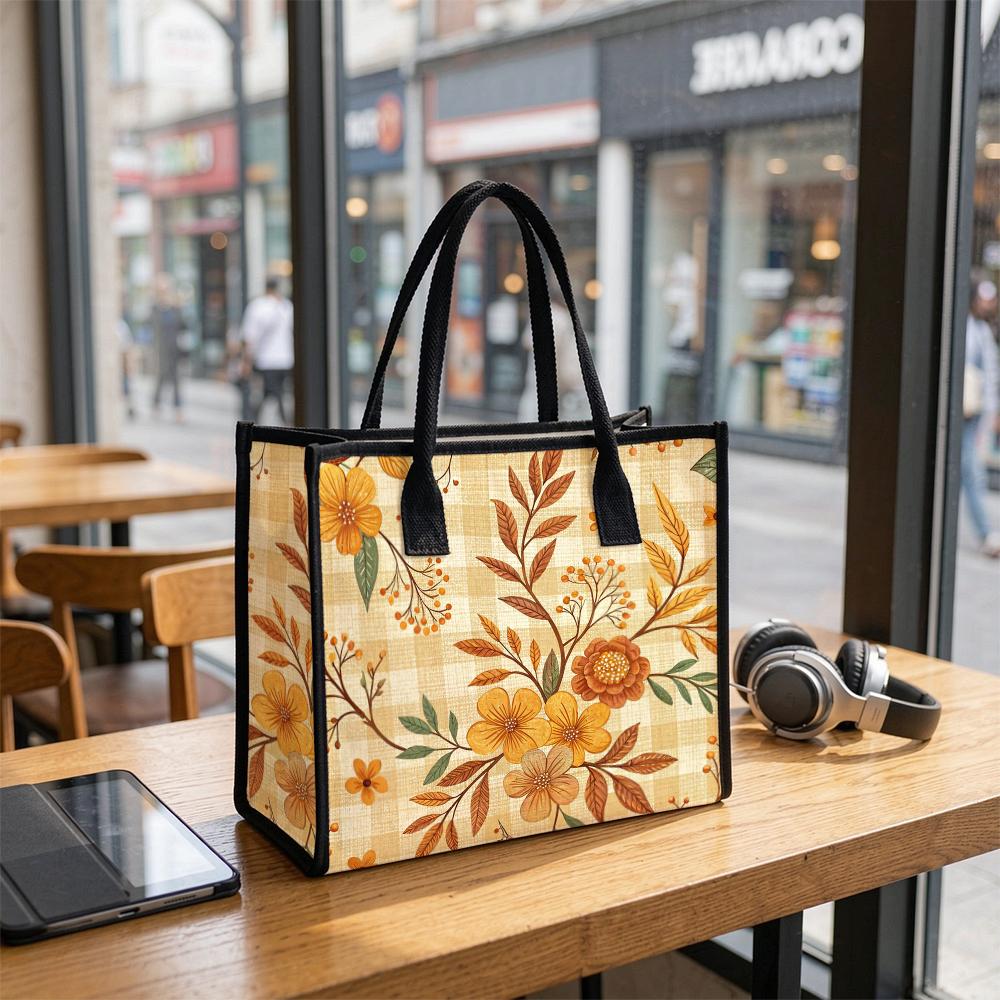 Autumn Floral Casual Tote Bag Fashion Daily Handbag Aesthetic Cute Shoulder Bag for Women Outdoor Travel Commute