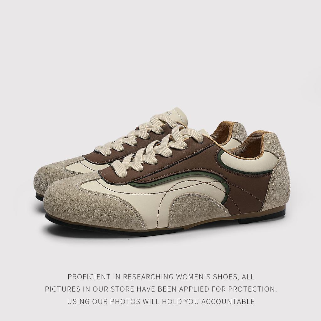 Dexun Shoes Women'S Casual Lace-Up Inner Height-Increasing Splicing Matte Spring New Flat-Bottomed Comfortable Single Shoes 26