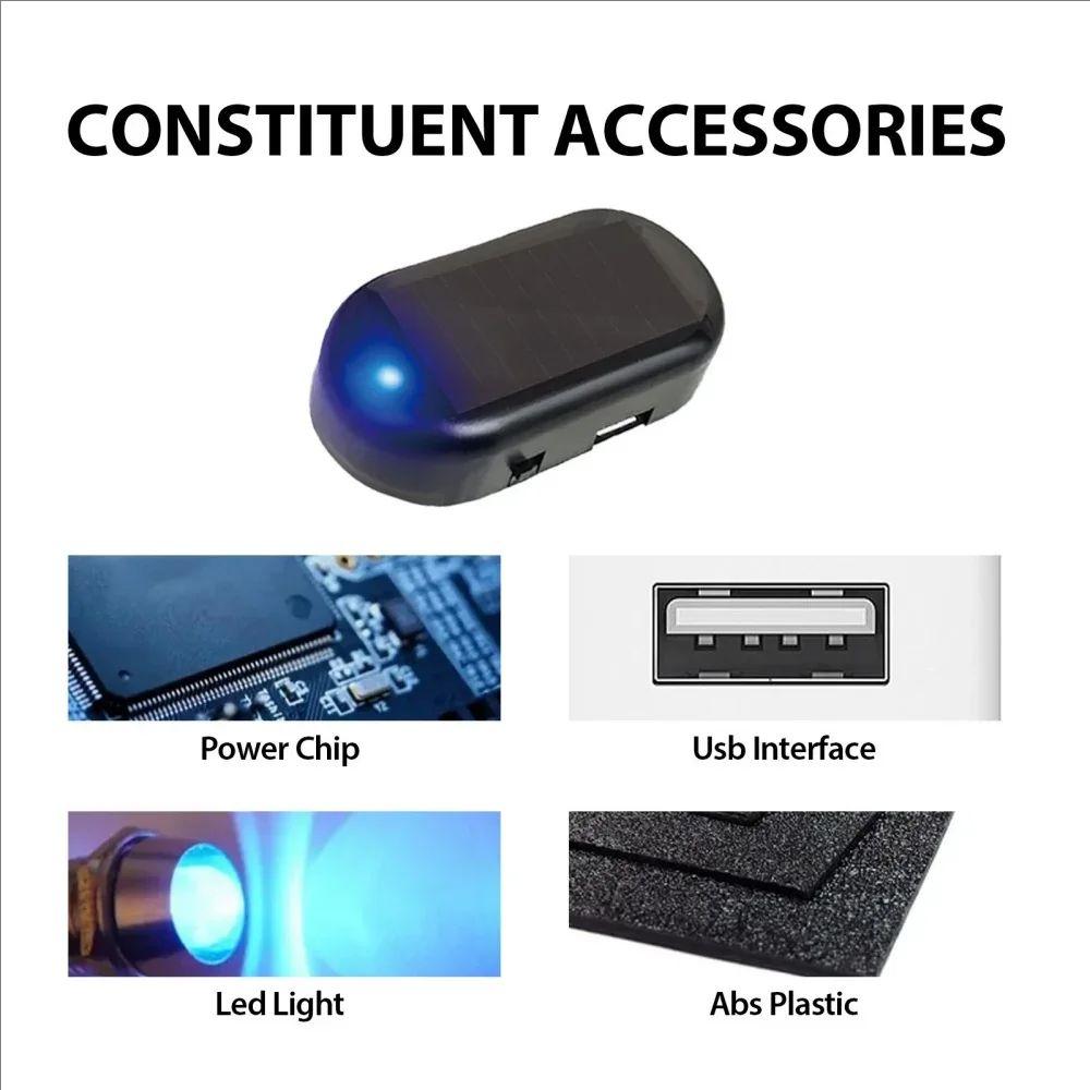 LED Flashing Lights Car Fake Security Light Solar Powered Simulated Dummy Alarm Wireless Warning Anti-Theft Caution Lamp