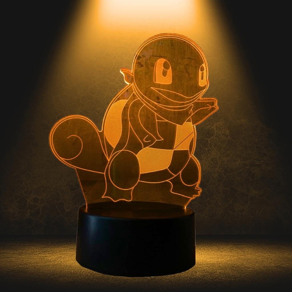 Pokemon Go Squirtle Turtle Night Light For Kids 16 Led 3D + Remote Control