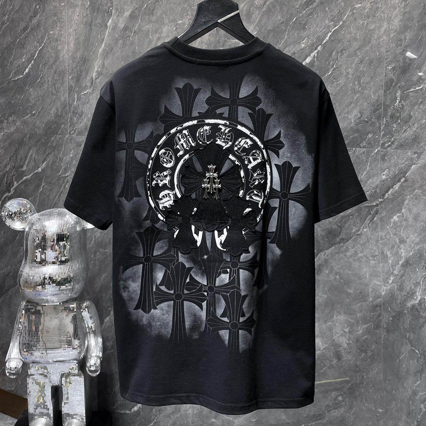 

8929 CHROME HEARTS 2026 Літо Нова Високоякісна Бавовняна Круглий Виріз Вільна Великий Розмір Чоловіча та Жіноча Футболка Футболка для Пари L чорний