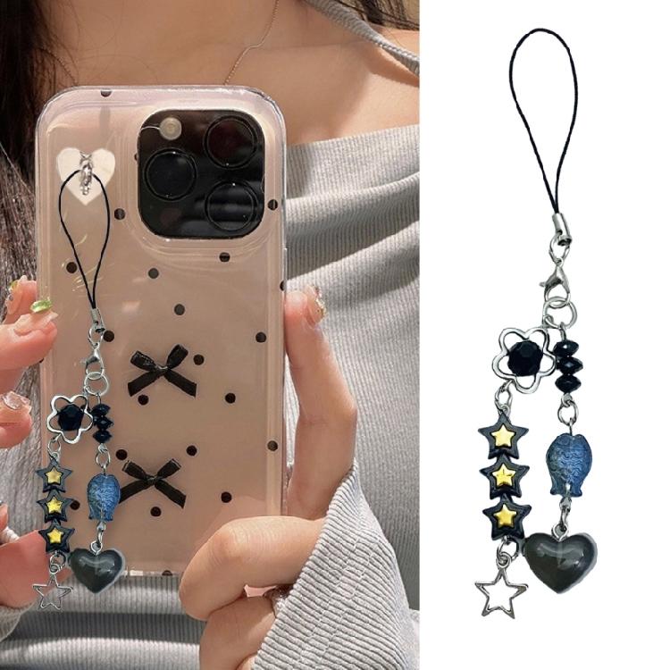Cuteness Fish Handmade Beaded Phone Charm Unique Heart Key Holder Multifunctional Keychain Present for Girls and Women