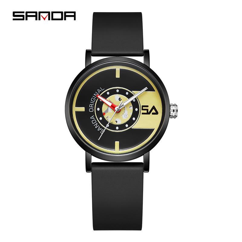 Sanda Nylon Strap Quartz Watch - Simple, Thin, Creative Dial, Waterproof, for Students and Sports