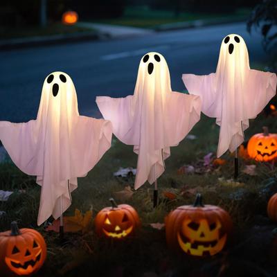 Waterproof Solar Ghost Lights with Playful Face Design LED Ghostly Ground Lamps