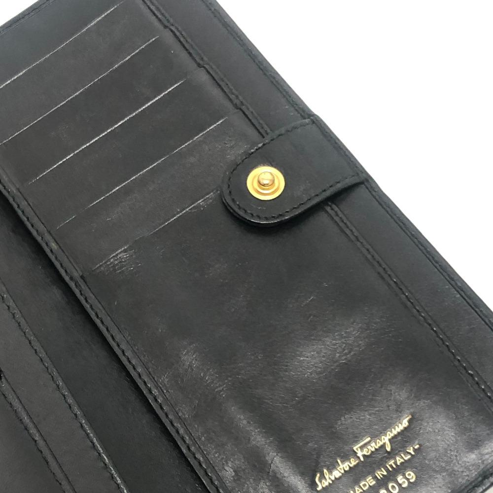 Salvatore Ferragamo Vala Wallet Long Wallet Bifold Long Wallet Leather Black