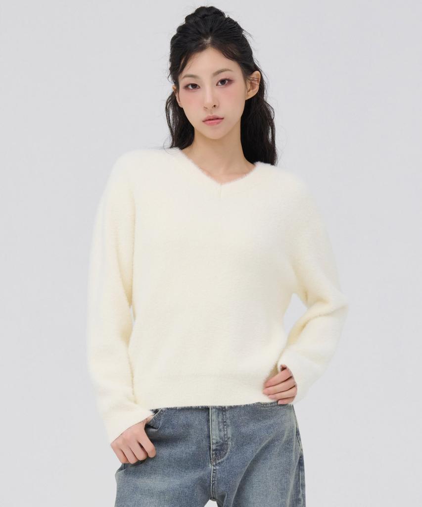 CHASECULT Women'S V-Neck Winged Sweater - Ivory