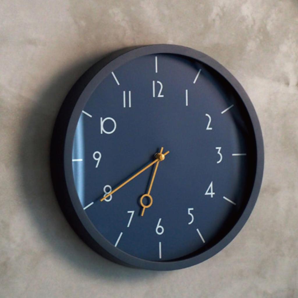 Interform Wall Clock CL-4344NV Veteri Navy/Mustard Yellow Wood W29.5 X H29.5 X D4.5cm