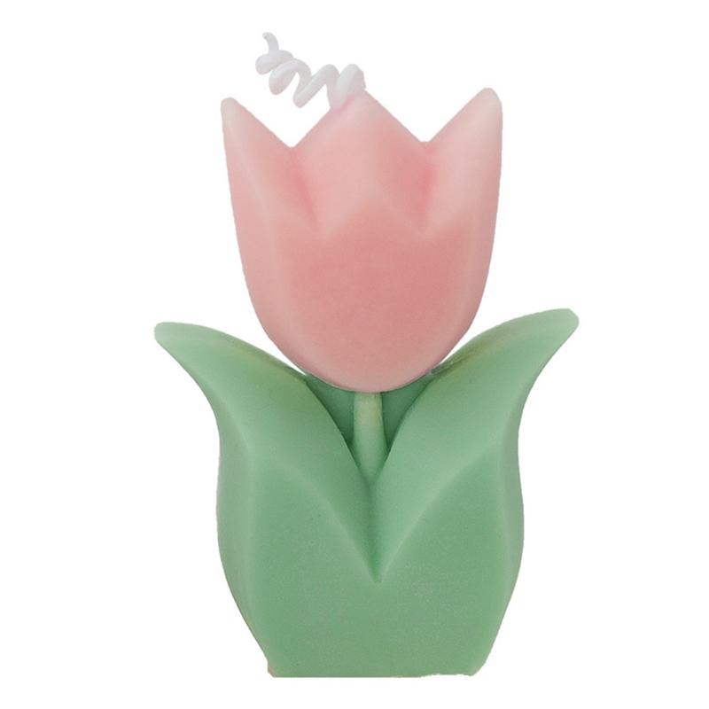 Scented Candle Paraffin Wax Tulip-Flower Shaped Aromatherapy Candle for Wedding розовый/зелёный