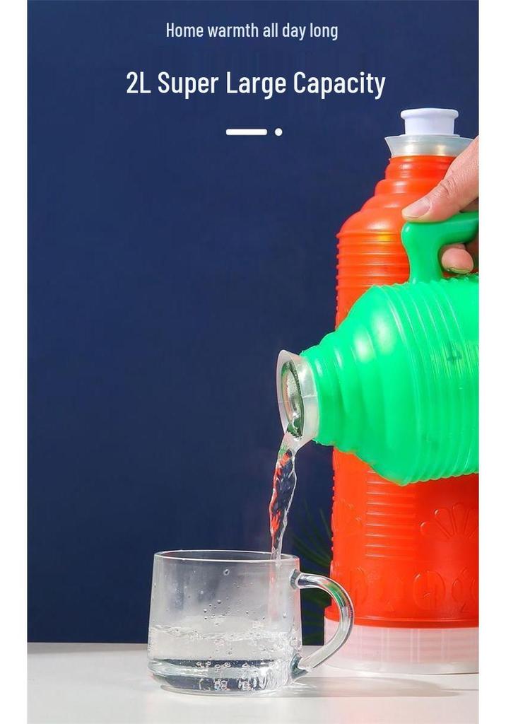 Large Capacity Insulated Thermos Flask with Traditional Design and Durable Plastic Shell, Ideal for Home and Dorm Use.
