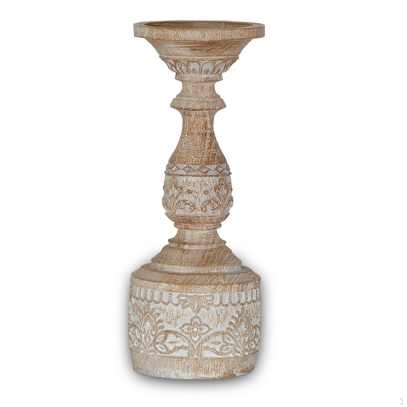 Pedestal Candlestick Holder AntiqueStyle Candle Stand with Base Distressed