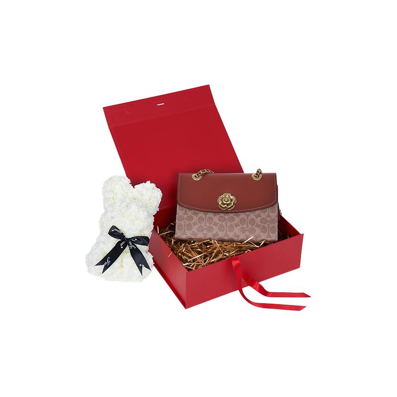 COACH Parker 26 Classic Presbyopia Camellia Printed Chain Coated Canvas Hand Shoulder Bag Women's Brown