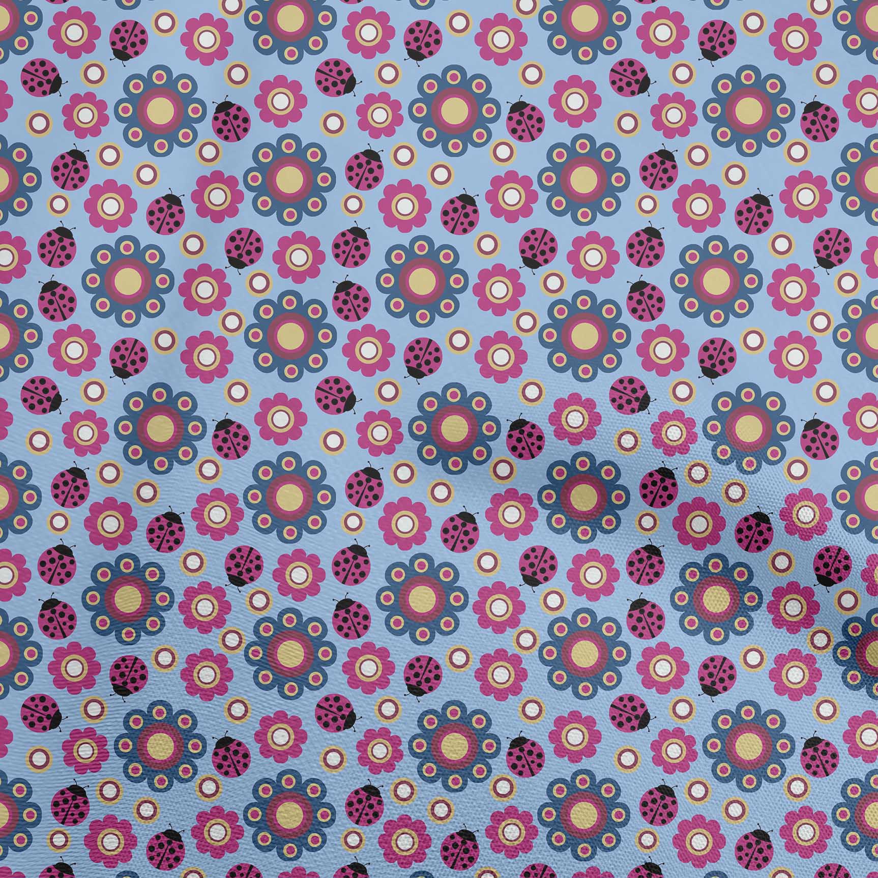 

oneOone Cotton Flex Fuschia Pink Fabric Bird Ladybird Quilting Supplies Print Sewing Fabric By The Yard 40 Inch 42 Inch Wide - Viscose Chiffon середній синього кольору