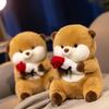 Valentine'S Day Confession Chubby Capybara Hugs Rose Guinea Pig Plush Doll Gives Girlfriend Holiday Gift Pillow Doll