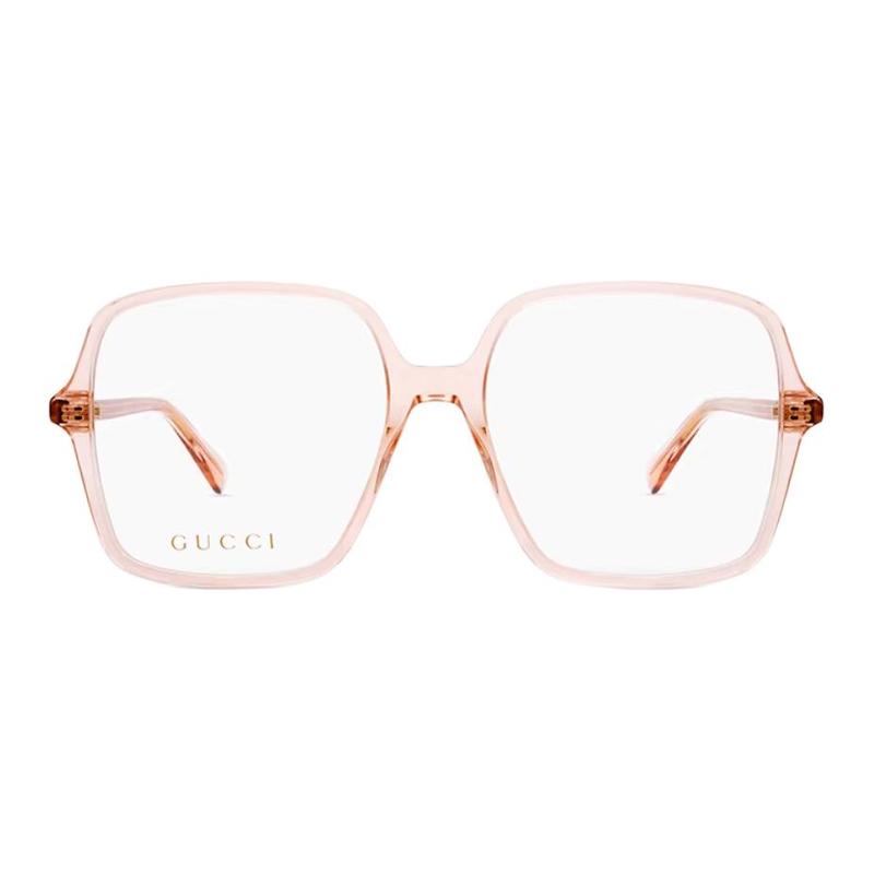Gucci Full rim design acetate square optical glasses women's red 006 (Pink frame/clear lens) 53 Glasses case (random size and color) + glasses cloth