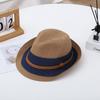 Classic Nostalgic Striped Straw Hat for Outdoor Travel Parent-child Fedoras Sun Shading and Sun Protection Denim Hat