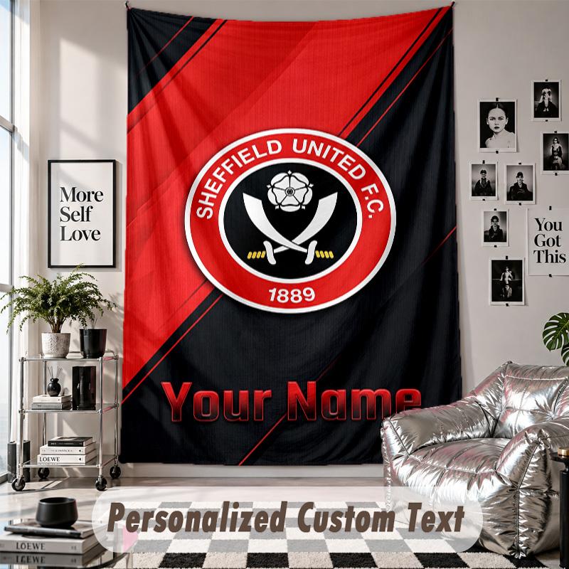 Wall Hanging Tapestry With Custom Name & Text, Sheffield United FC Decorative Tapestry For Bedroom