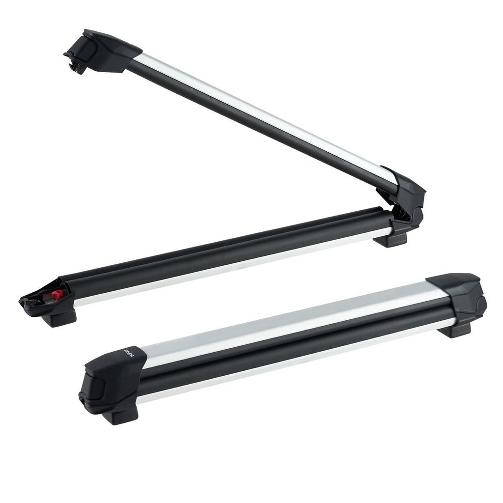 Ski & Snowboard Roof Rack, Carry up to 6 Pairs of Skis or 4 Snowboards, 2 PCS Aluminum Universal Car Roof Rack with Lock & Rubber Padding, Carrier for