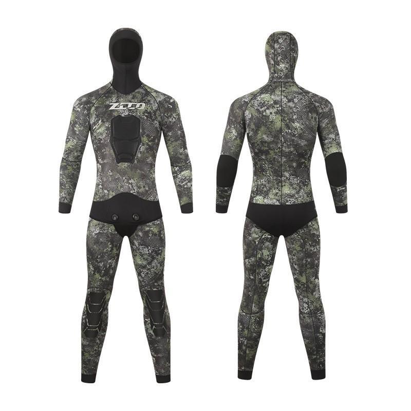 ZCCO 5mm Neoprene Wetsuit Set Camo Spearfishing Diving Suit Men Women Warm Water Sports Gear