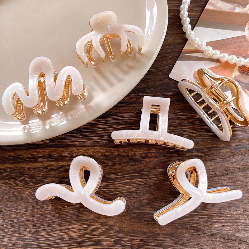 Geometric Acetate Wave Hair Clip for Women’s High Ponytail